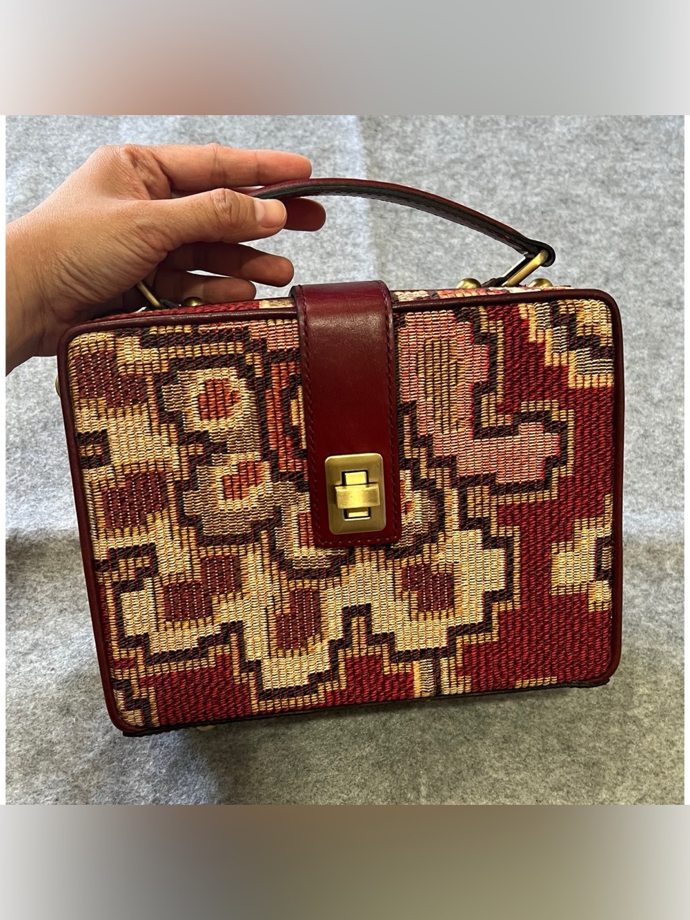 Patricia Nash Peruvian tapestry Tauria satchel box bag